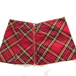 Plaid zipper mini skirt